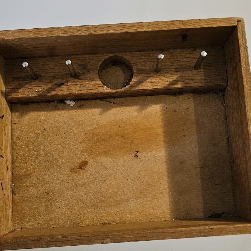 1950s Wooden Sewing Box with Pegs